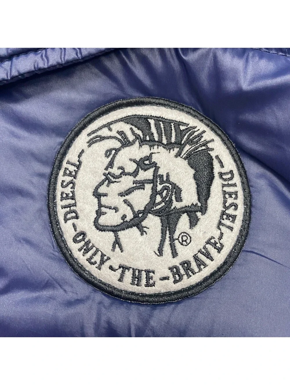 Diesel Full Zip Snap Puffer Jacket Youth Size 14 Blue Red Colorblock Nylon Shell